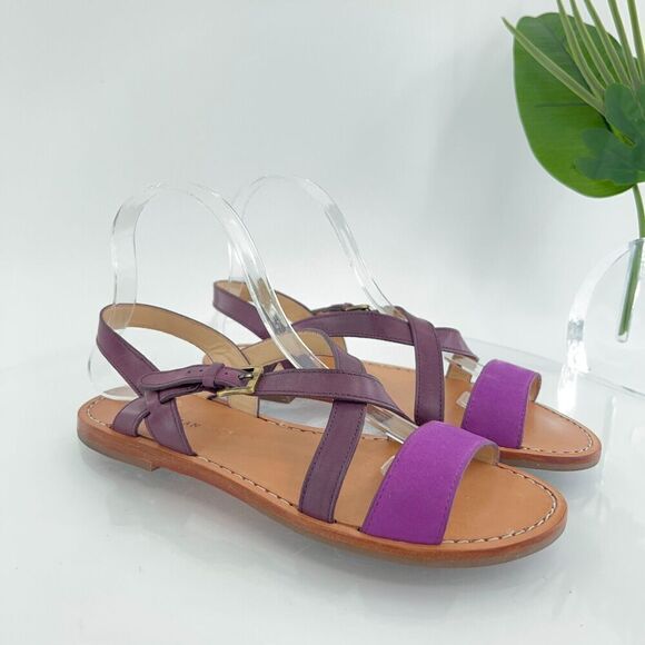 Cole Haan Women Minetta Sandal Size 8 Purple Cross Strap Slingback Flat Leather - Picture 1 of 13